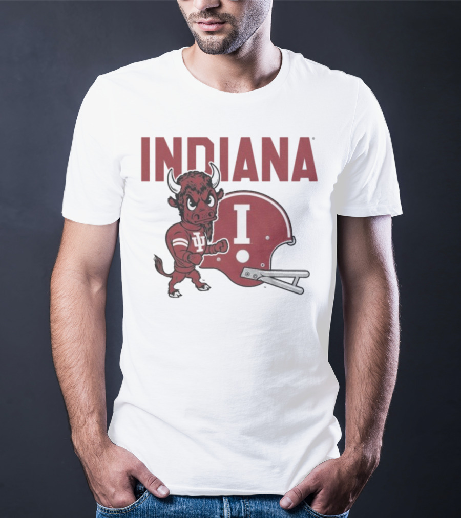 Indiana Hoosiers Bison Mascot And Football Helmet T-Shirt