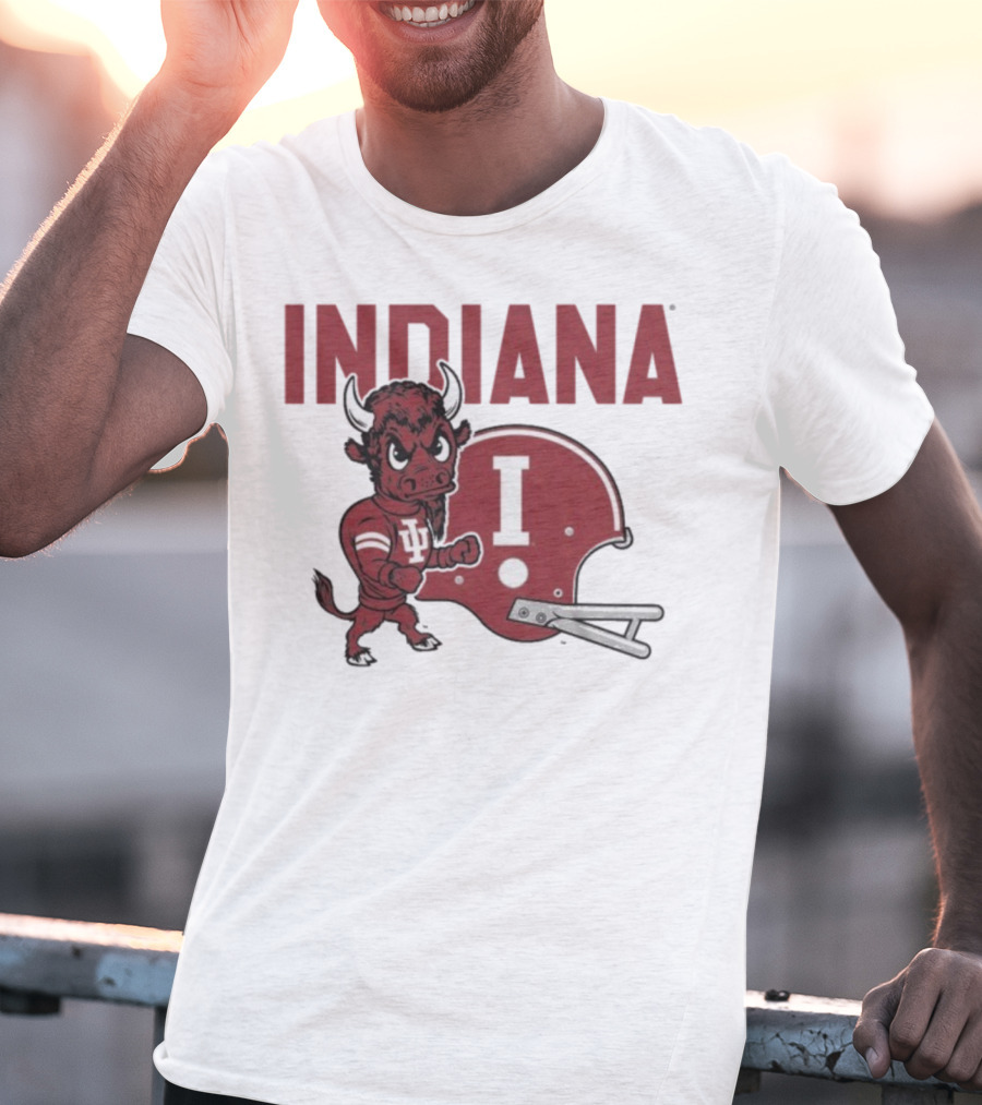Indiana Hoosiers Bison Mascot And Football Helmet T-Shirt