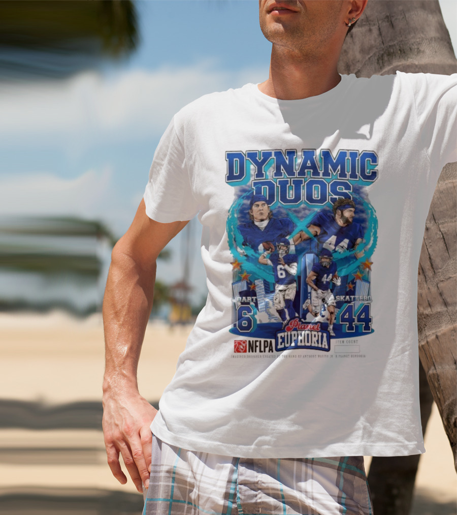 Dynamic Duos Jaxson Dart Cam Skattebo Planet Euphoria New York Giants T-Shirt