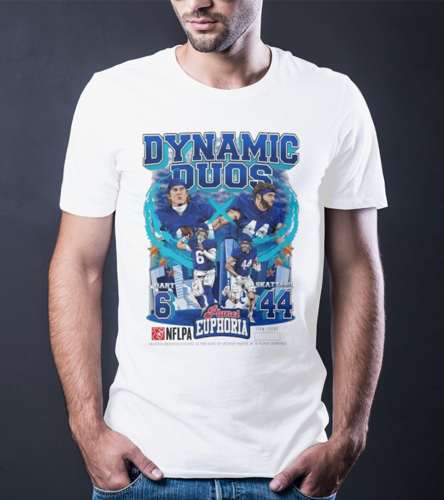 Dynamic Duos Jaxson Dart Cam Skattebo Planet Euphoria New York Giants T-Shirt