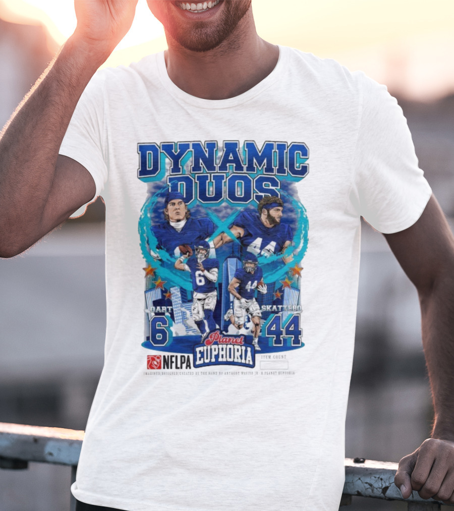 Dynamic Duos Jaxson Dart Cam Skattebo Planet Euphoria New York Giants T-Shirt