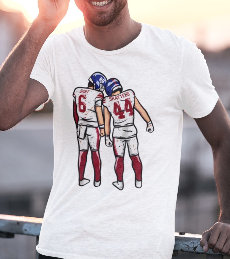 Jaxson Dart Cam Skattebo Number 6 44 New York Football Players Pose NFL Inspired T-Shirt