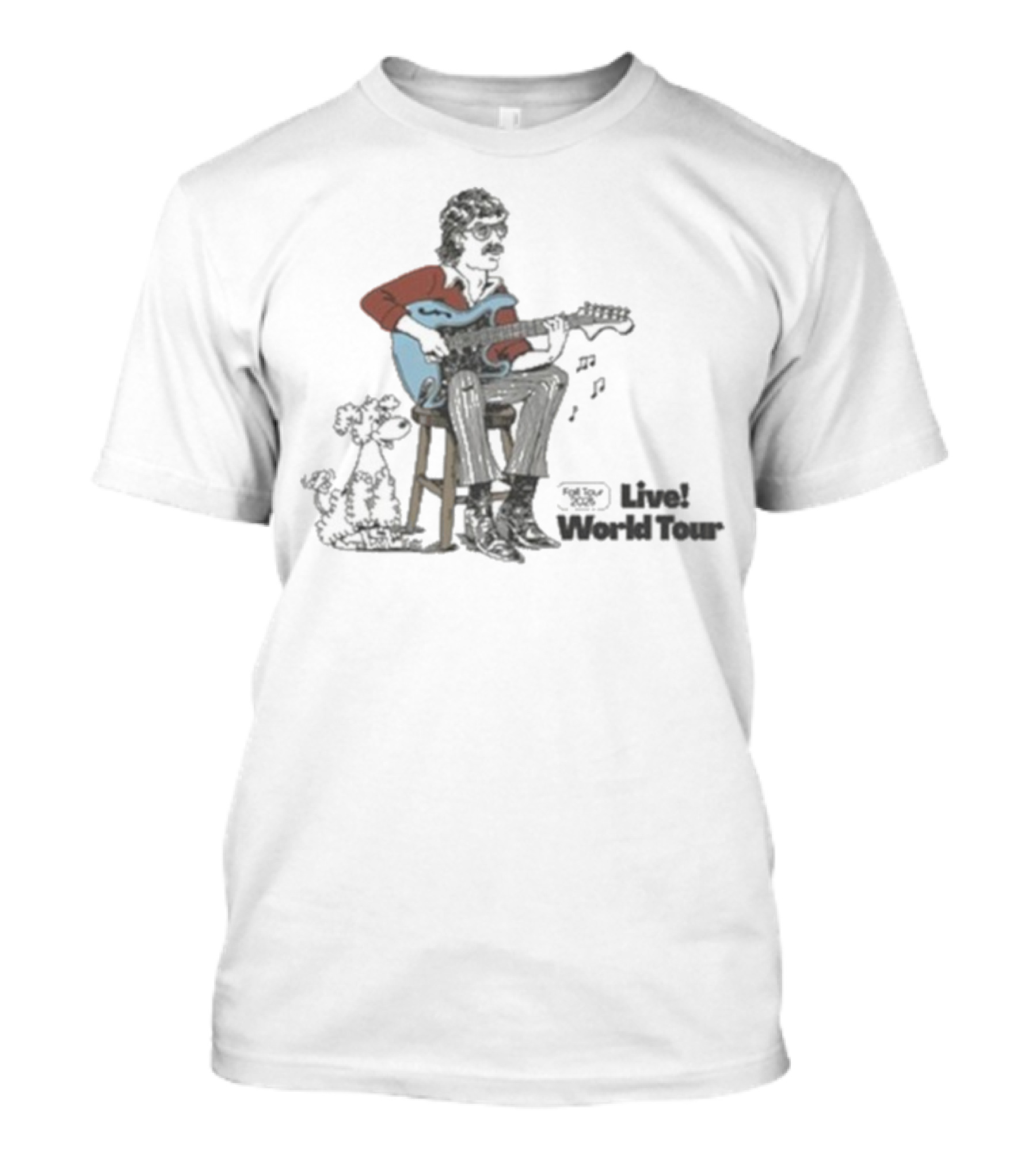 Johnny 54 Ultra Live World Tour Concert Fall 2025 Dog Cartoon Guitar Player T-Shirt
