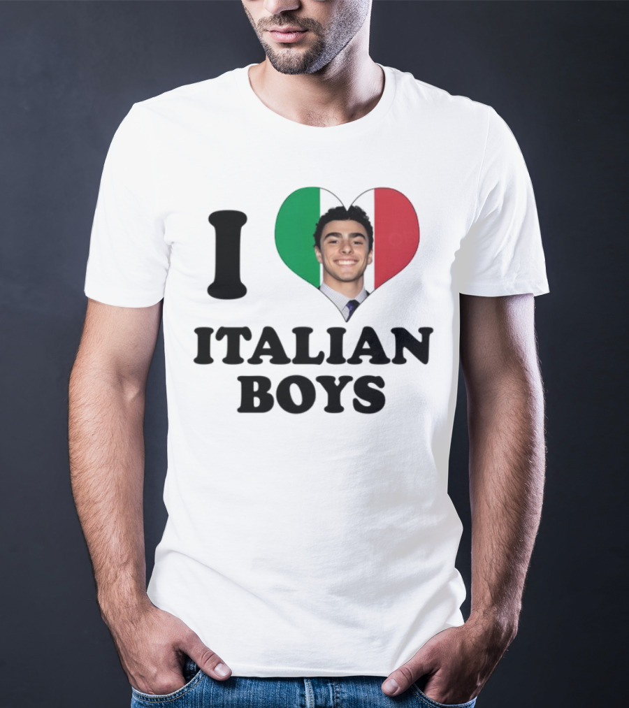 Luici Mangione I Love Italian Boys Heart Italy Flag T-Shirt