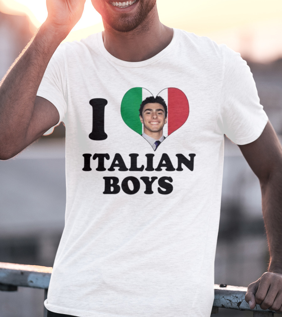 Luici Mangione I Love Italian Boys Heart Italy Flag T-Shirt