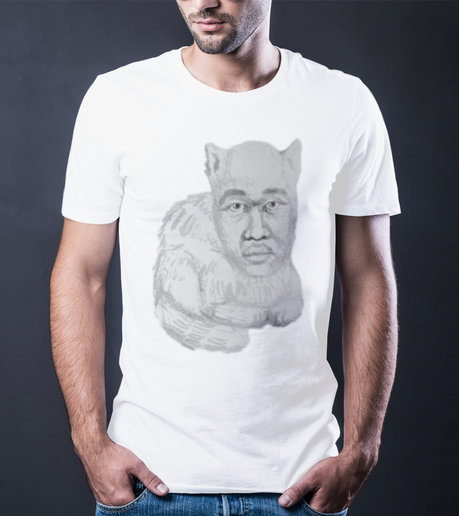 Mcfreakery Cat With Human Face Sketch T-Shirt