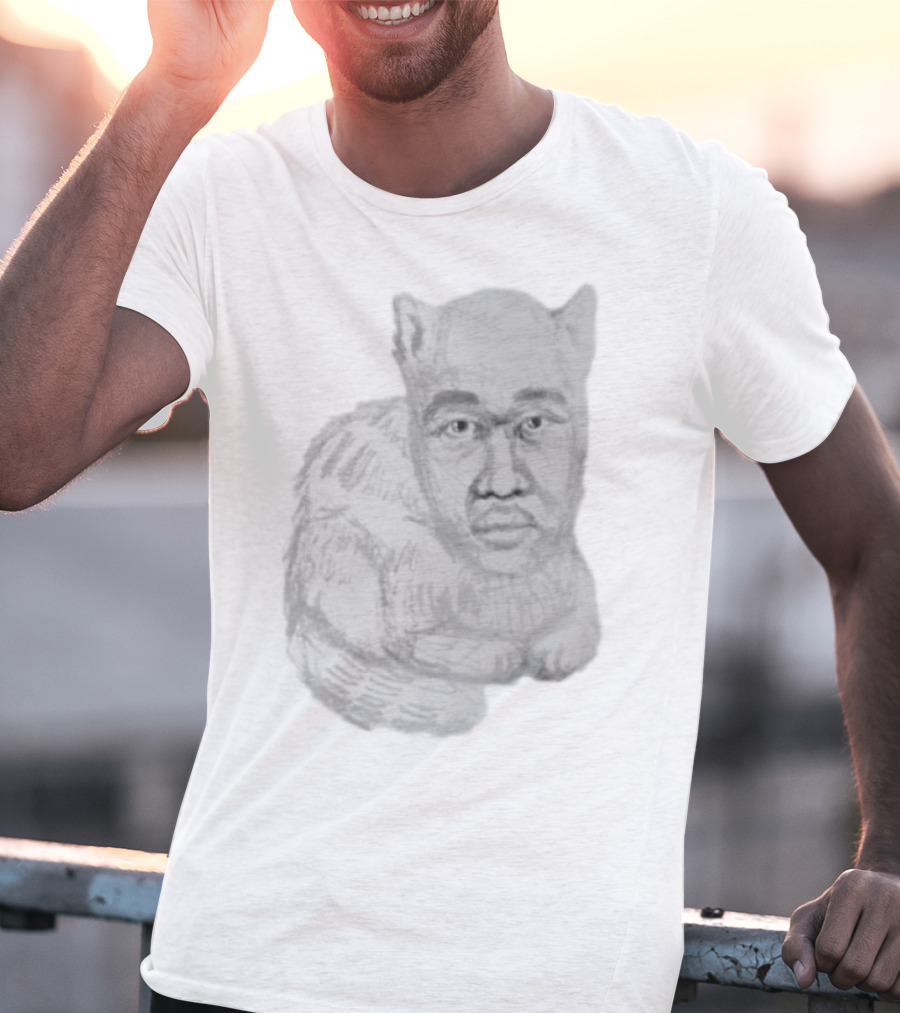 Mcfreakery Cat With Human Face Sketch T-Shirt