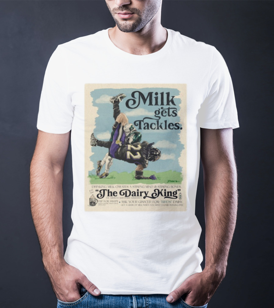 Milk Gets Tackles The Dairy King Strong Bones Mind T-Shirt