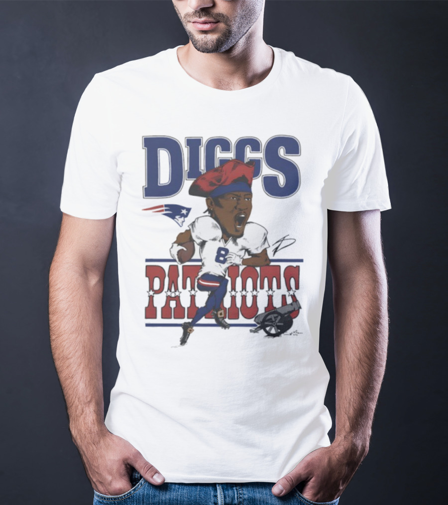 New England Patriots Diggs Signature Football Art T-Shirt