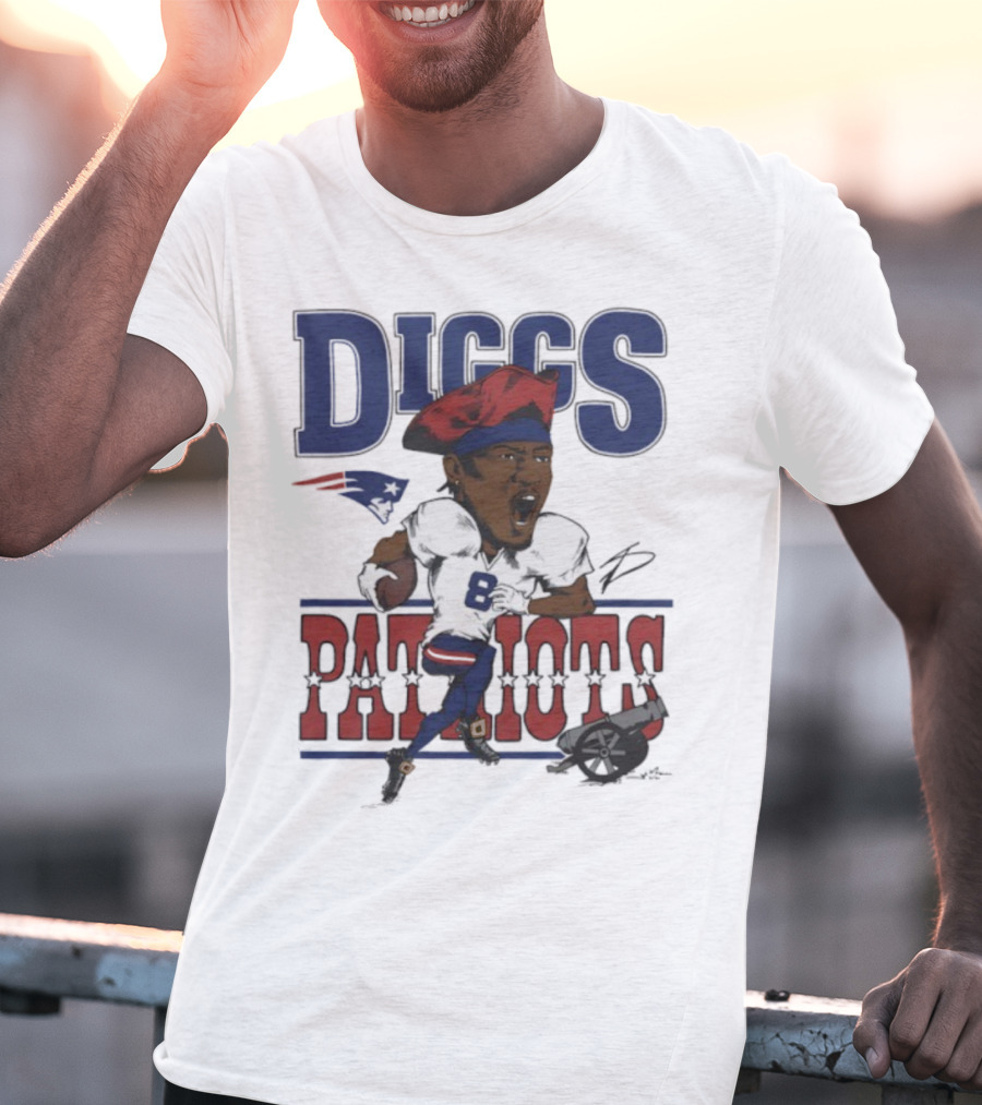 New England Patriots Diggs Signature Football Art T-Shirt