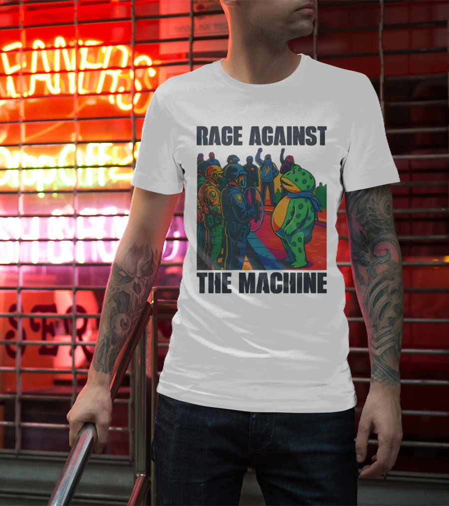Rage Against The Machine Portland Frog Anti-ICE Protest Imagery T-Shirt