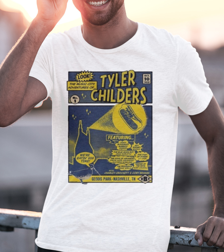 The Music City Adventures Of Tyler Childers Geodis Park Nashville TN October 10 2025 Featuring Charley Crockett Cory Branan T-Shirt