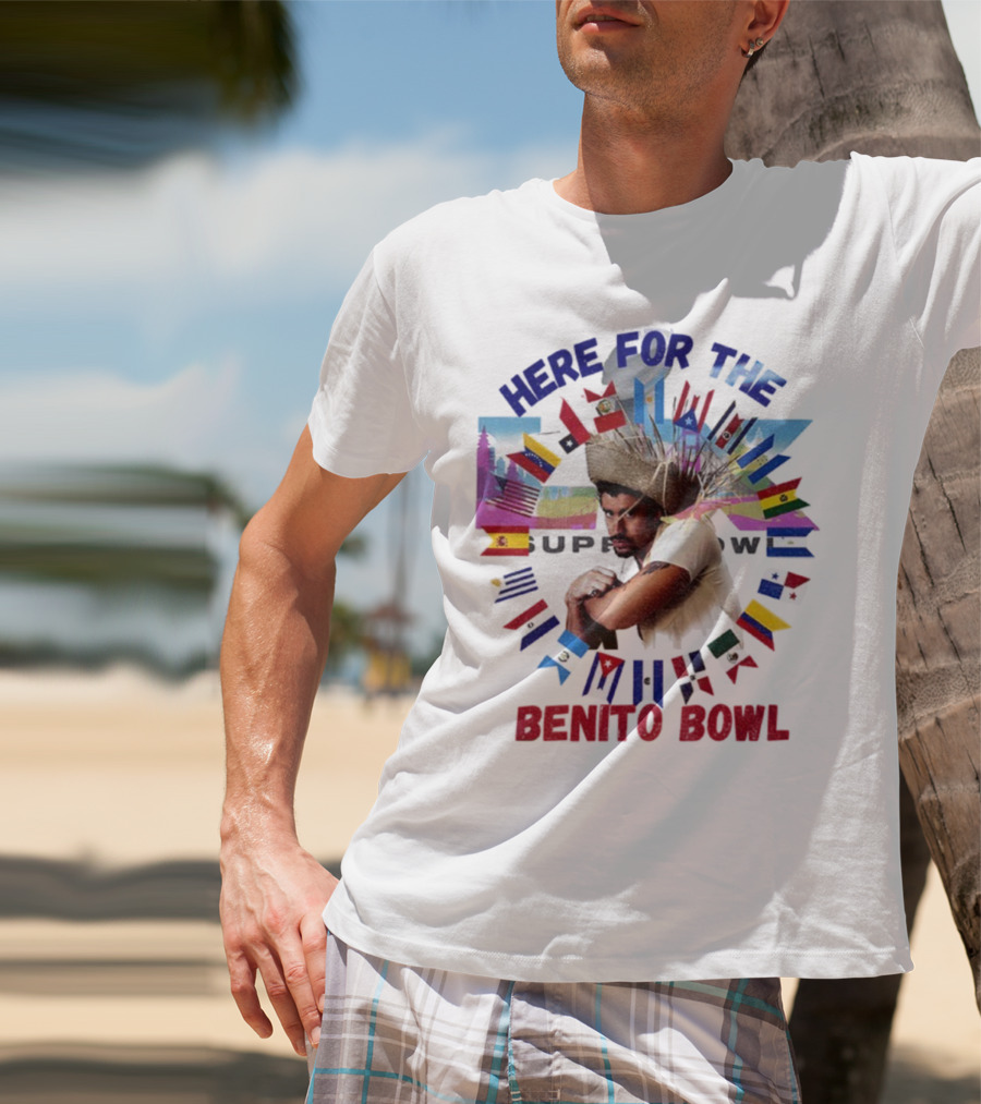 Here For The Benito Bowl Super Bowl Flag Circle T-Shirt