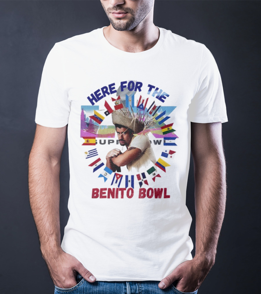 Here For The Benito Bowl Super Bowl Flag Circle T-Shirt