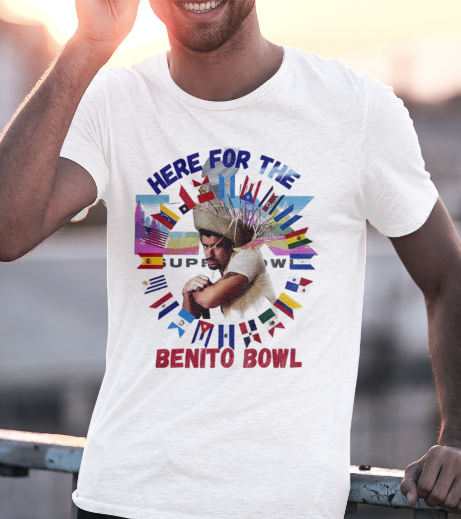 Here For The Benito Bowl Super Bowl Flag Circle T-Shirt