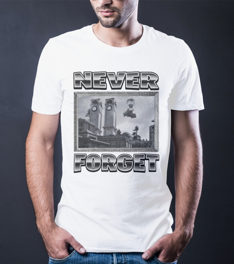 Never Forget Tower Balloon Flight Vintage Photo T-Shirt