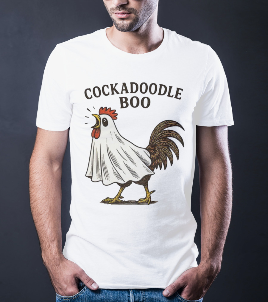 Cockadoodle Boo Ghost Rooster Halloween 2025 T-Shirt