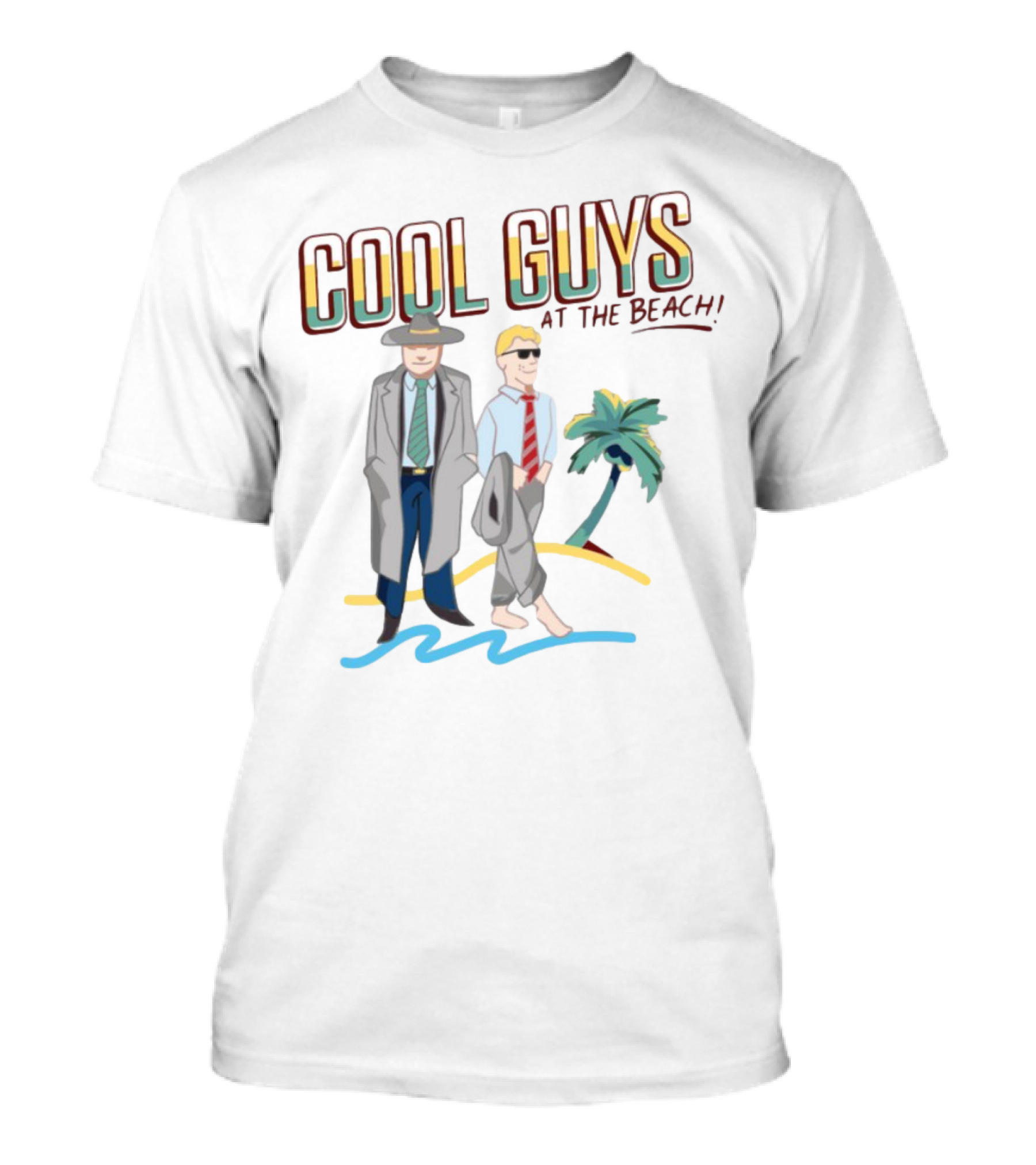Cool Guys At The Beach Vintage Style Men In Suits Near Palm Tree T-Shirt