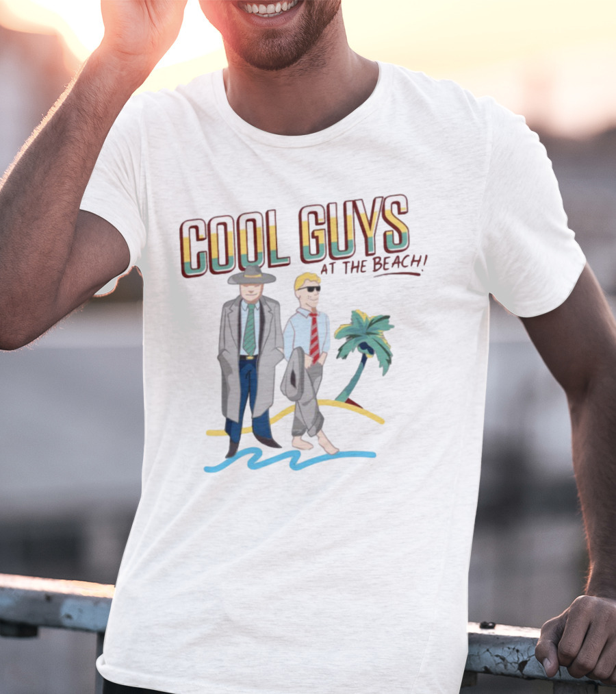 Cool Guys At The Beach Vintage Style Men In Suits Near Palm Tree T-Shirt