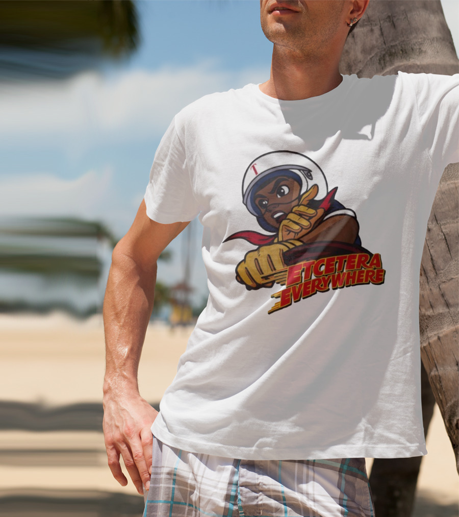 Etcetera Everywhere Racing Style Graphic With Determined Character T-Shirt