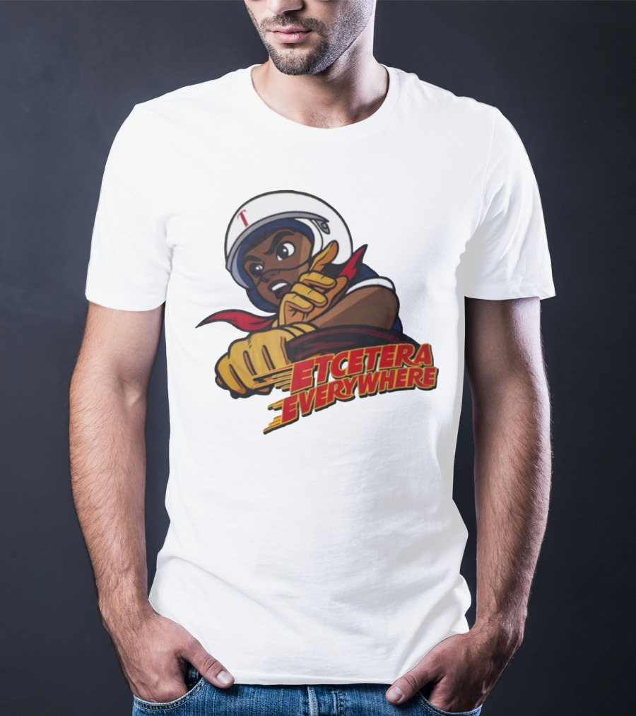 Etcetera Everywhere Racing Style Graphic With Determined Character T-Shirt