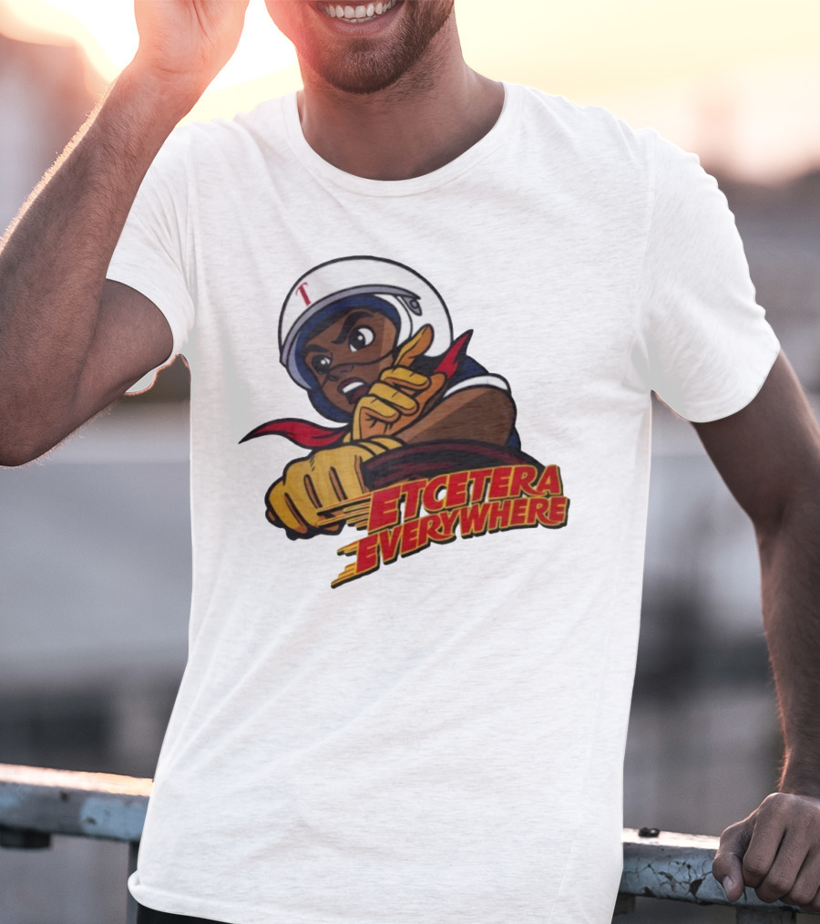 Etcetera Everywhere Racing Style Graphic With Determined Character T-Shirt