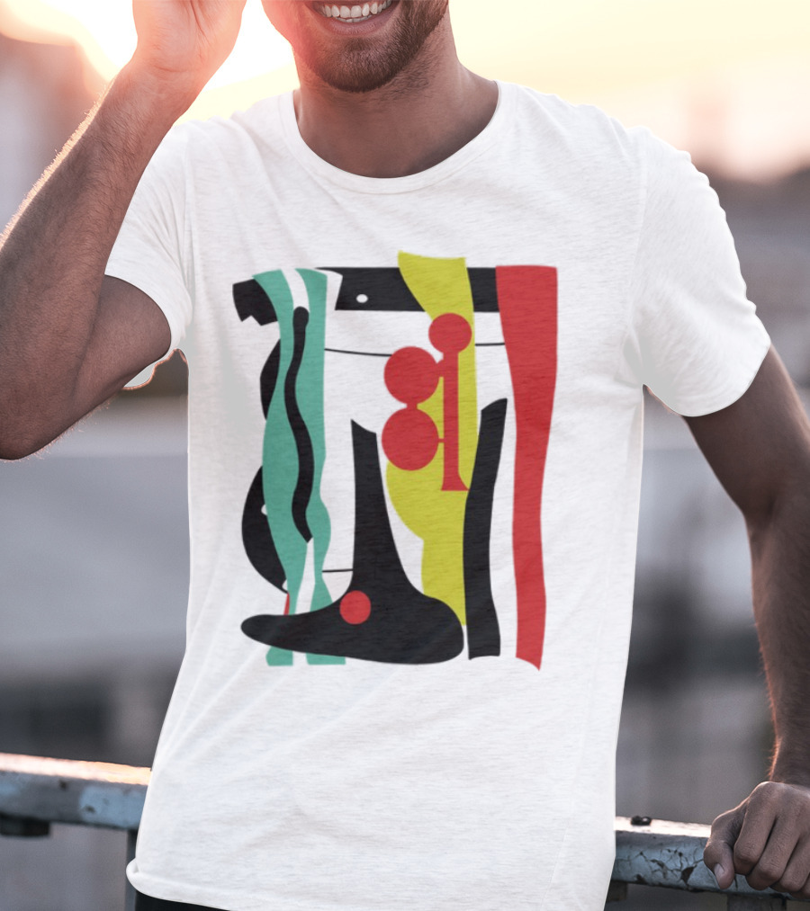 Ace Retro Primary Abstract Geometric Shapes T-Shirt