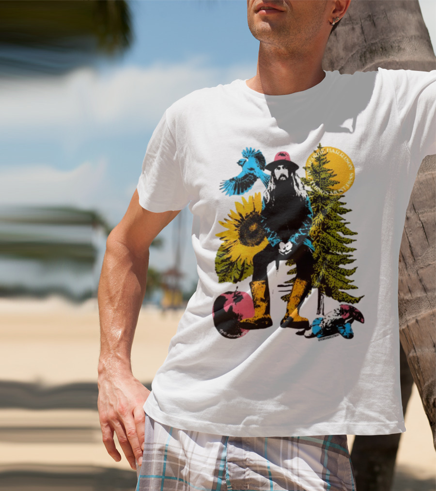 All Things Must Pass George Harrison Sunflower Tree Bird Apple T-Shirt