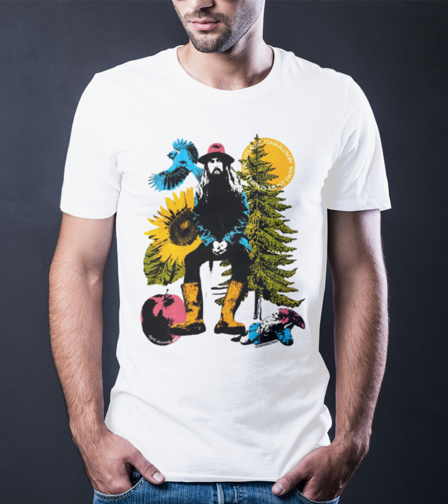 All Things Must Pass George Harrison Sunflower Tree Bird Apple T-Shirt