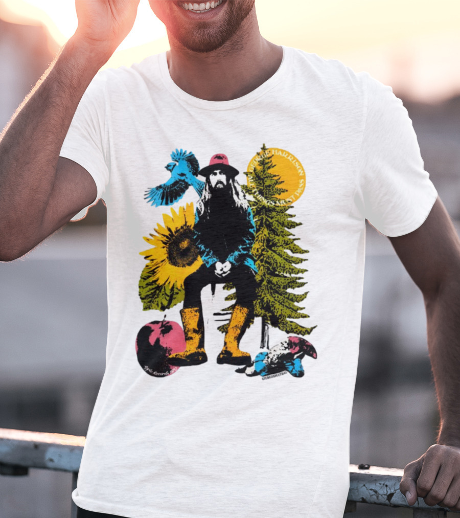 All Things Must Pass George Harrison Sunflower Tree Bird Apple T-Shirt