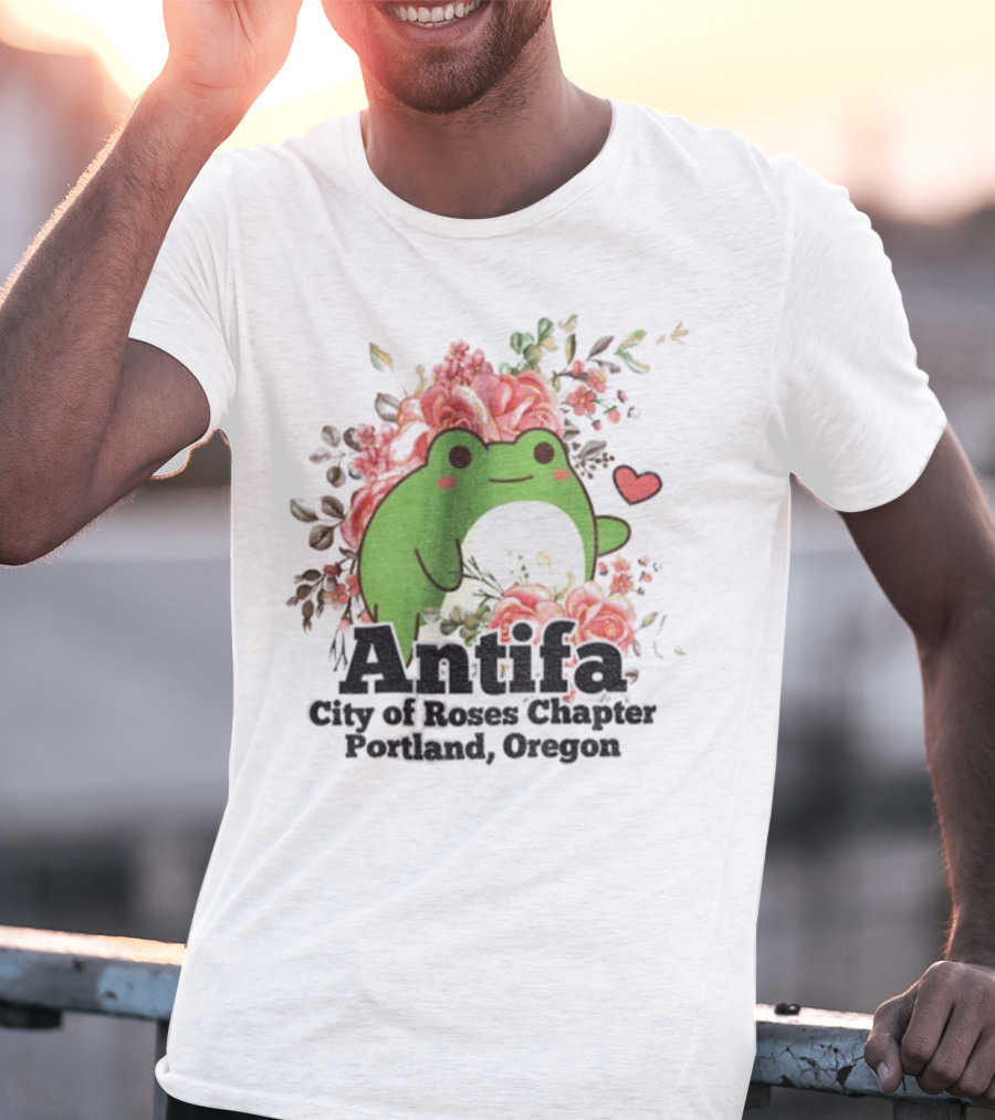 Antifa City Of Roses Chapter Portland Oregon Frog Protest Symbol T-Shirt
