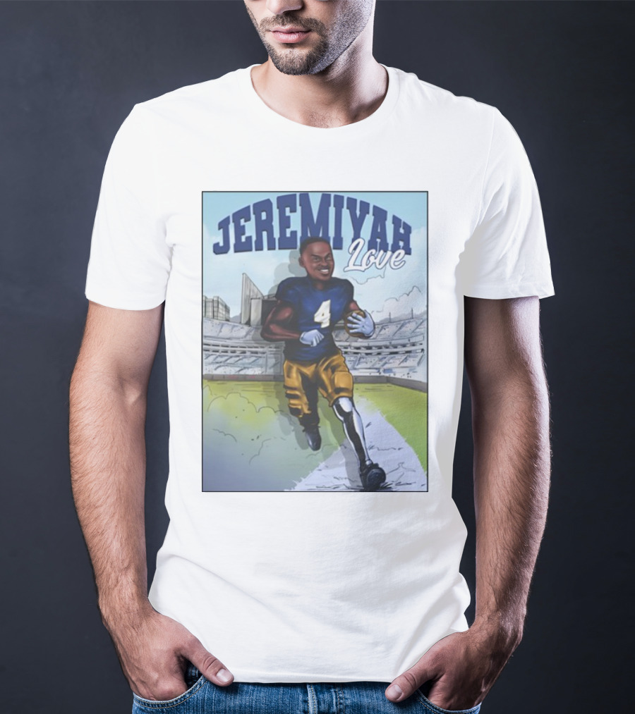 Jeremiyah Love Running In Stadium Number 4 T-Shirt