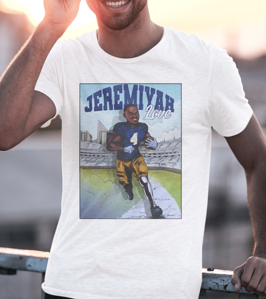 Jeremiyah Love Running In Stadium Number 4 T-Shirt