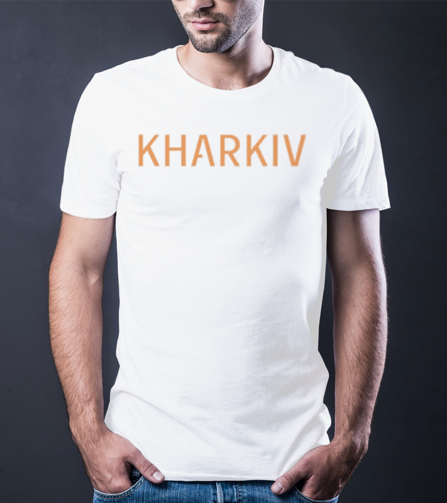Kharkiv Bold Orange Text Style Graphic Apparel Ukraine Theme T-Shirt