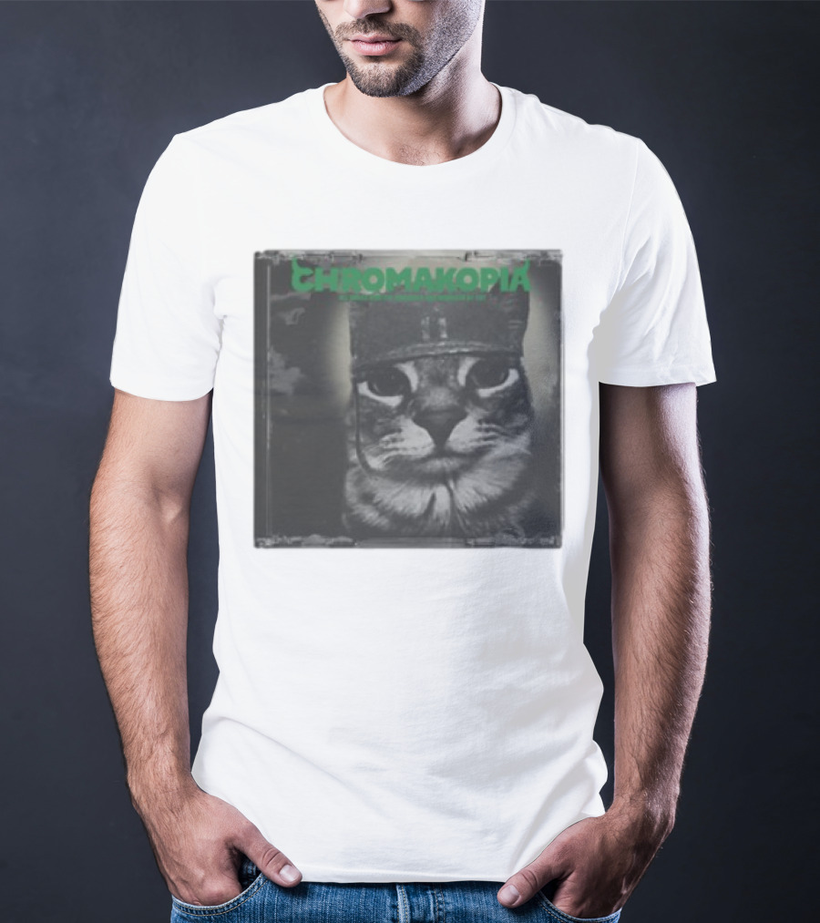 Chromakopia Cat In Military Cap Monochrome T-Shirt
