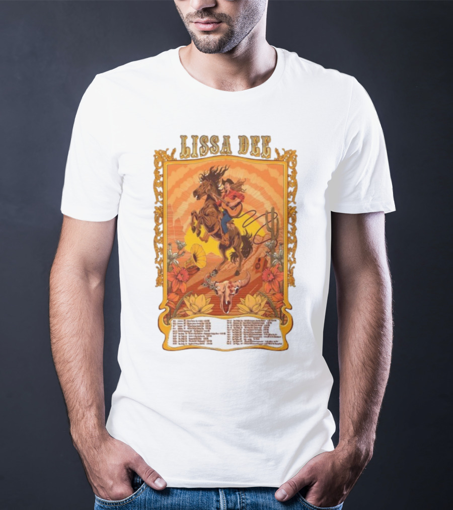 Lissa Dee Horseback Rider Guitar Sunset October November December Tour 2025 T-Shirt