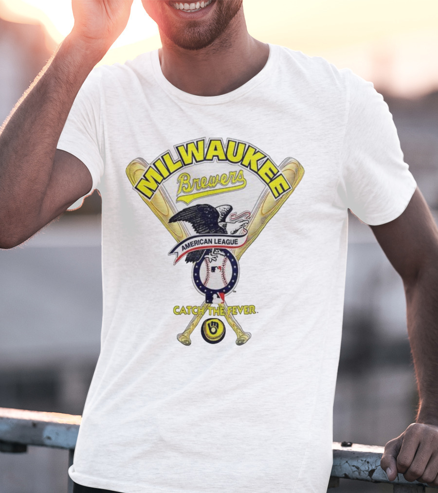Milwaukee Brewers Catch The Fever American League Baseball Eagle Bat T-Shirt