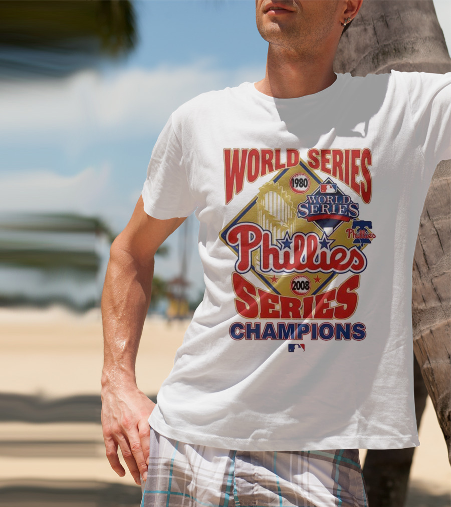 Philadelphia Phillies 1980 2008 World Series Champions Logo MLB T-Shirt