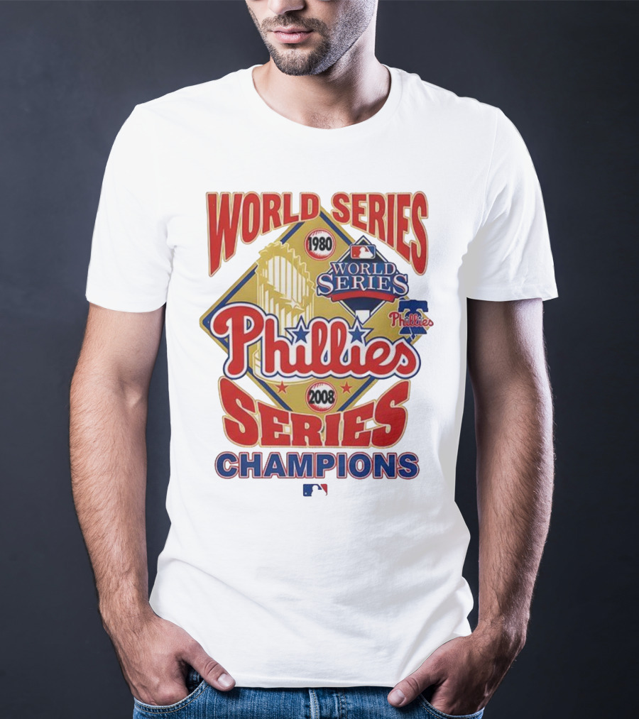 Philadelphia Phillies 1980 2008 World Series Champions Logo MLB T-Shirt