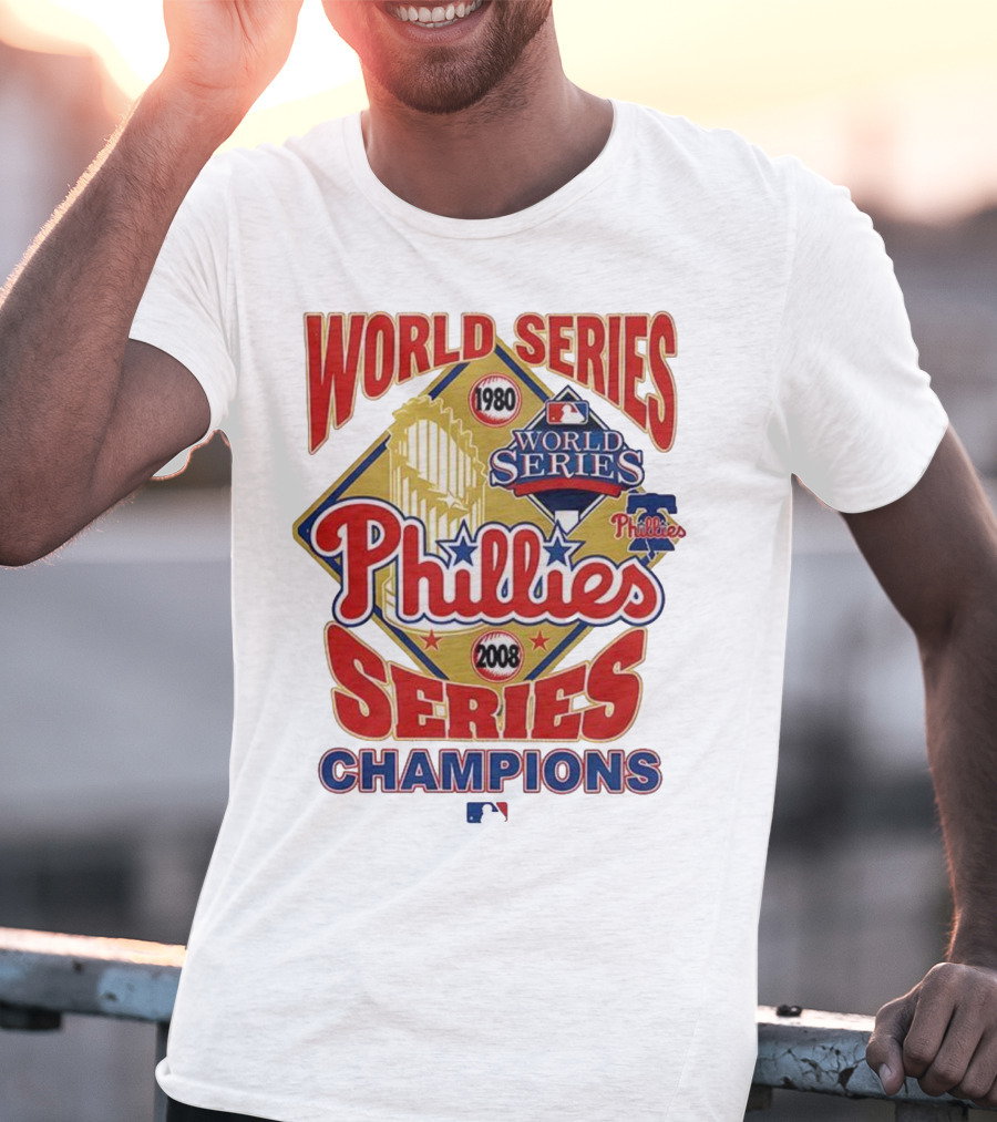 Philadelphia Phillies 1980 2008 World Series Champions Logo MLB T-Shirt