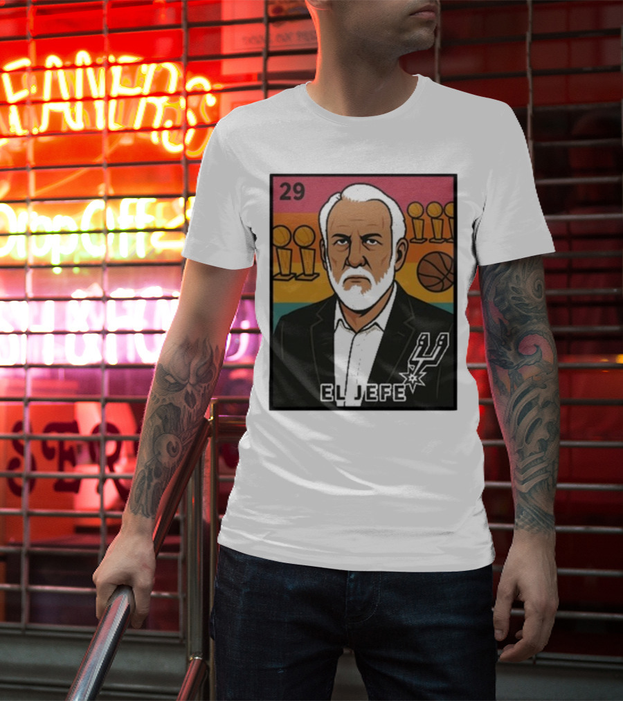 Porvida Popovich El Jefe San Antonio Spurs 29 Trophy T-Shirt