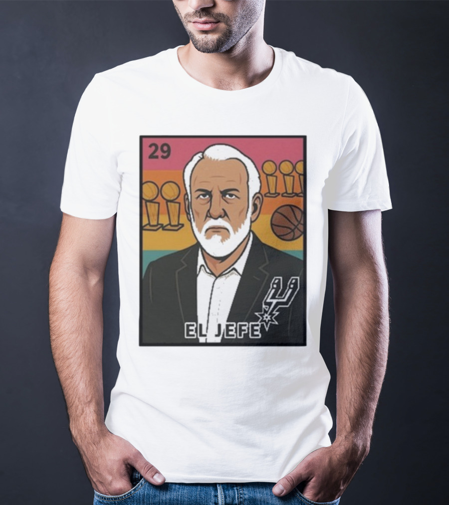 Porvida Popovich El Jefe San Antonio Spurs 29 Trophy T-Shirt