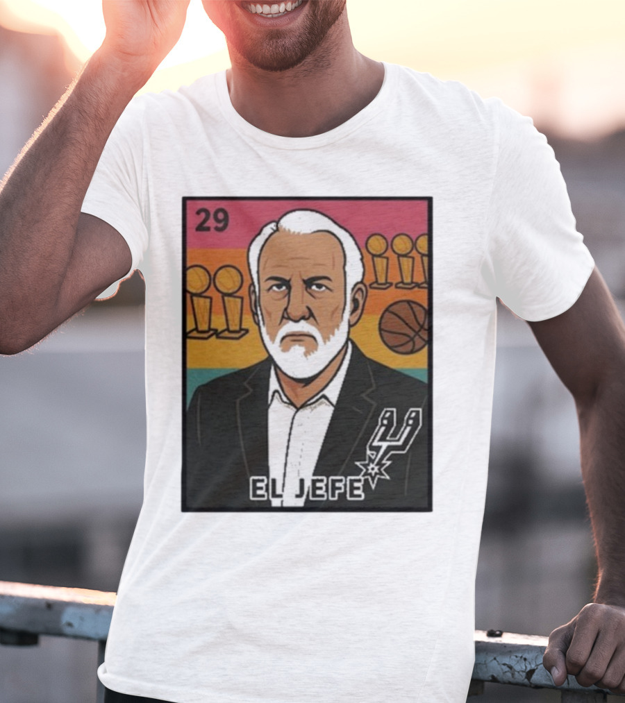 Porvida Popovich El Jefe San Antonio Spurs 29 Trophy T-Shirt