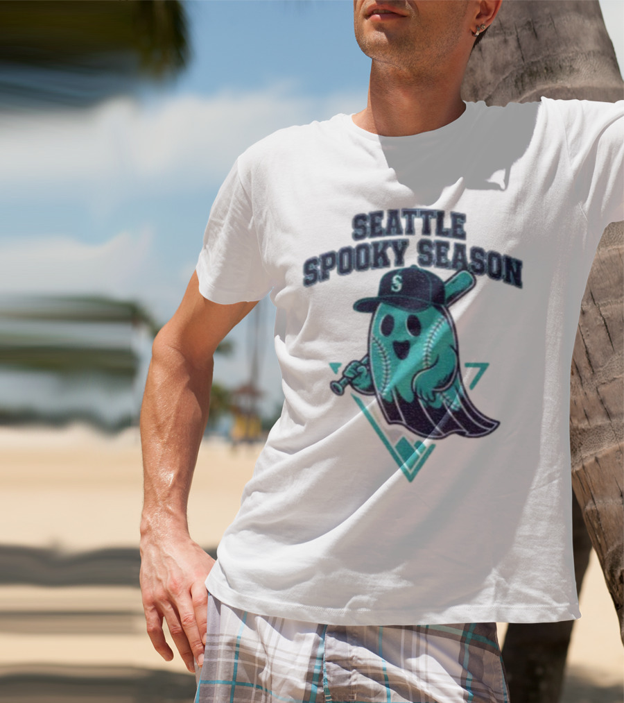 Seattle Mariners Spooky Season Ghost Halloween Baseball T-Shirt