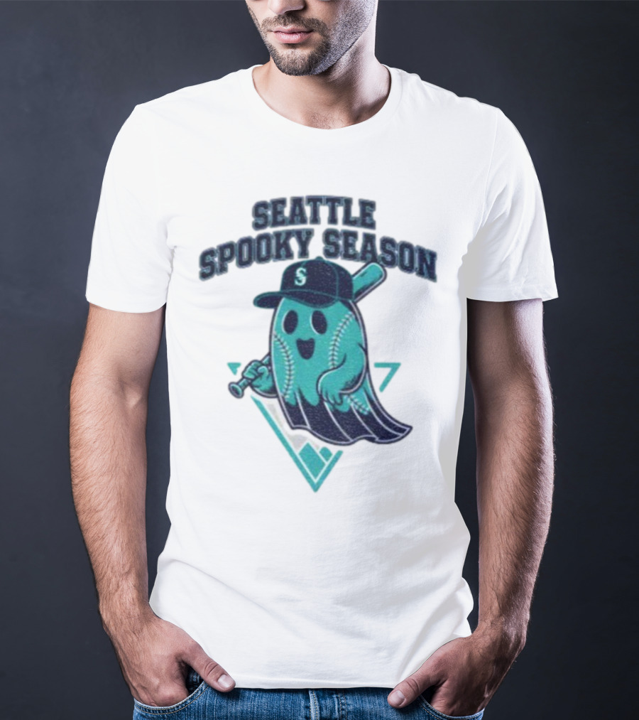 Seattle Mariners Spooky Season Ghost Halloween Baseball T-Shirt