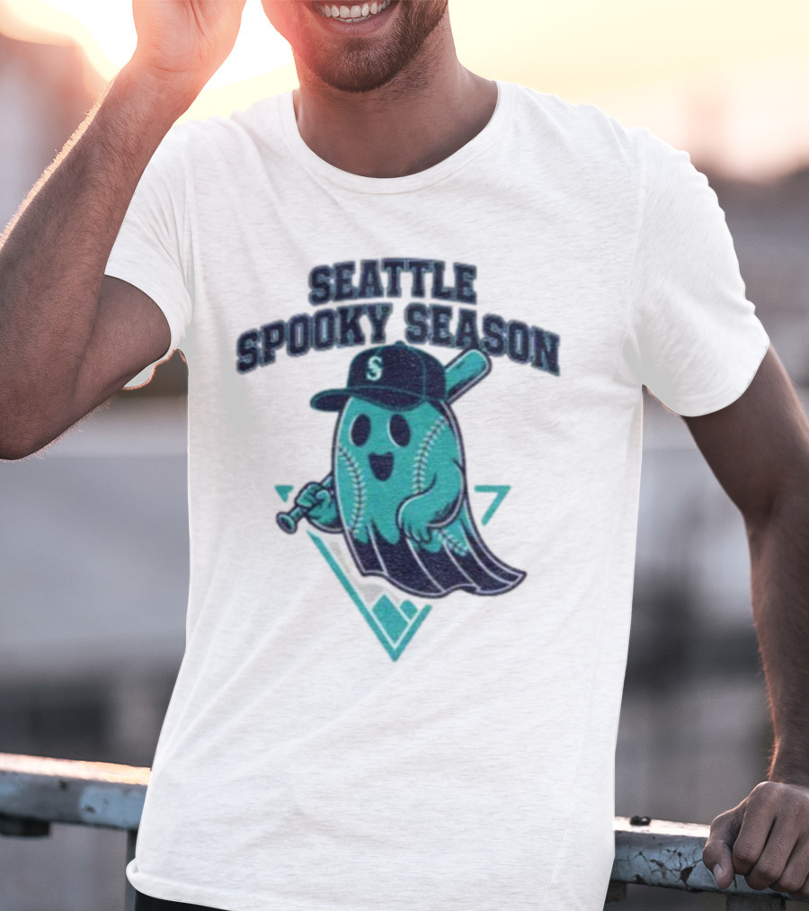 Seattle Mariners Spooky Season Ghost Halloween Baseball T-Shirt
