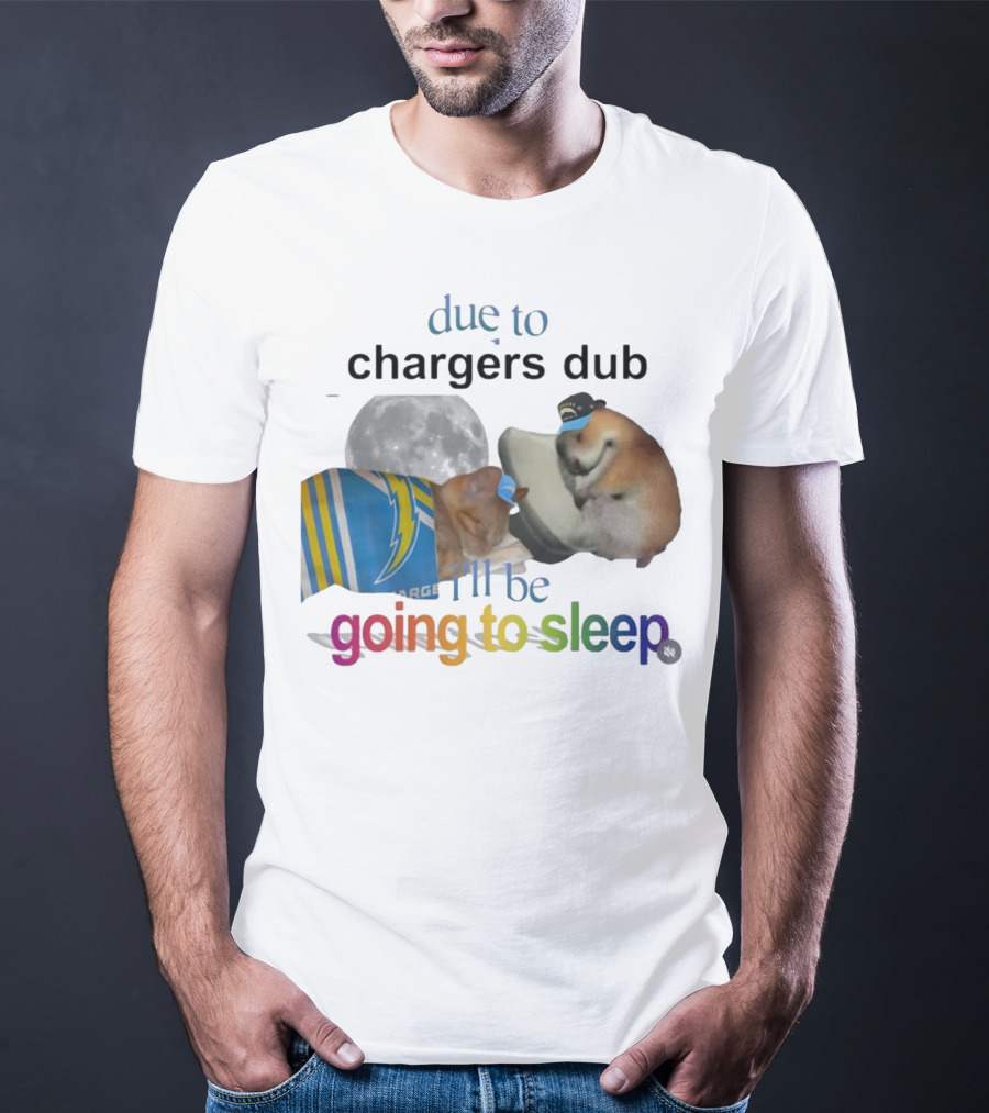 Chargers Dub Cats Sleeping Under Moon Going To Sleep T-Shirt