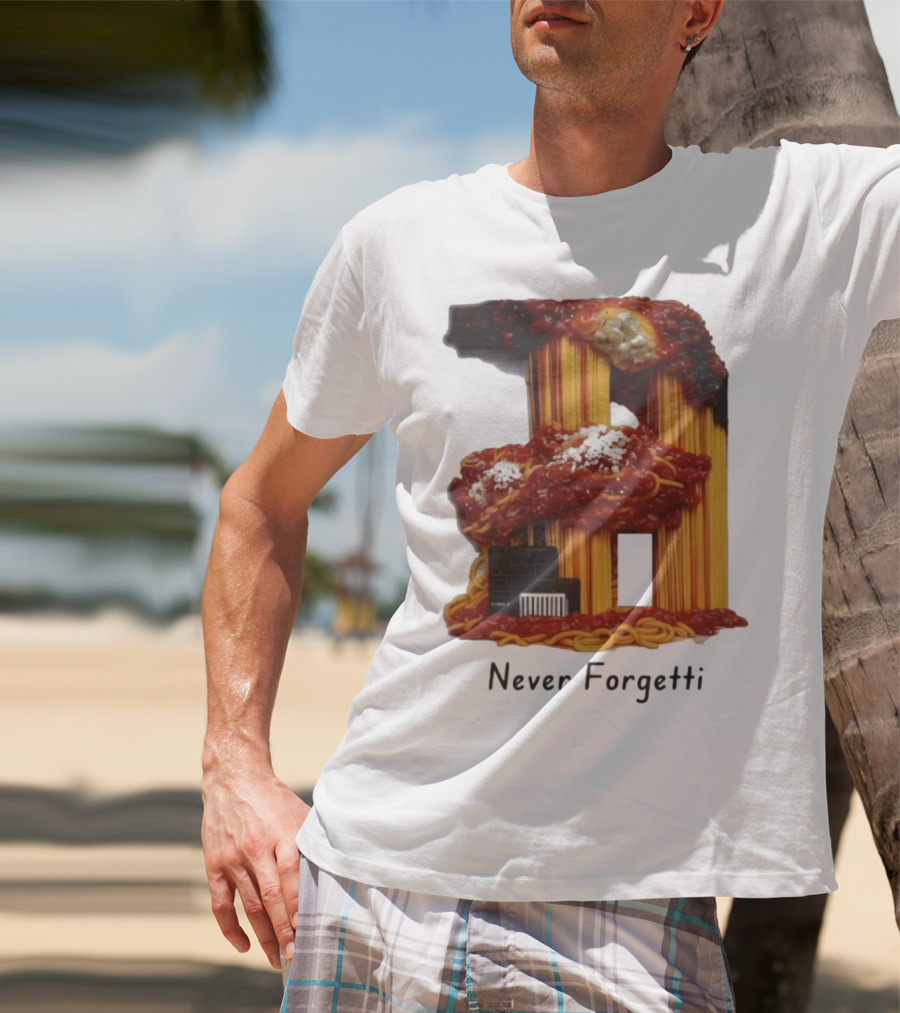 Never Forgetti Spaghetti 9/11 Memory Loss Awareness T-Shirt