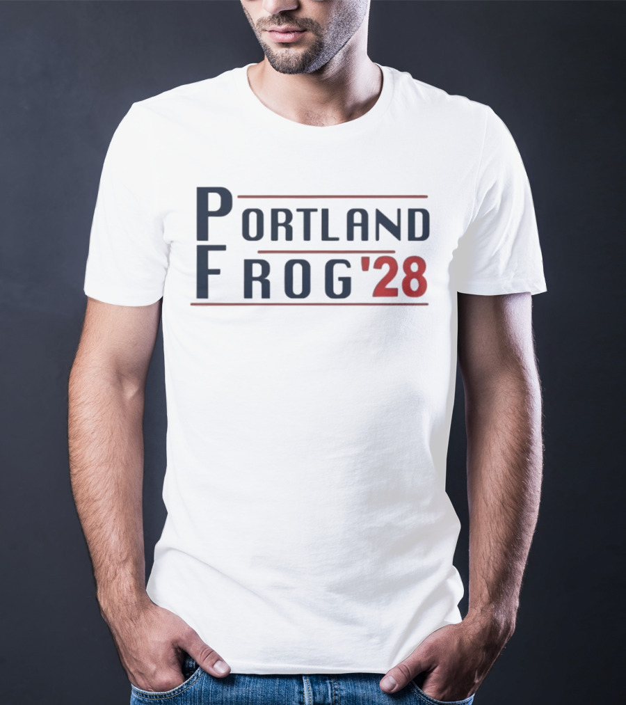 Portland Frog '28 Election Style Bold Campaign Typography T-Shirt