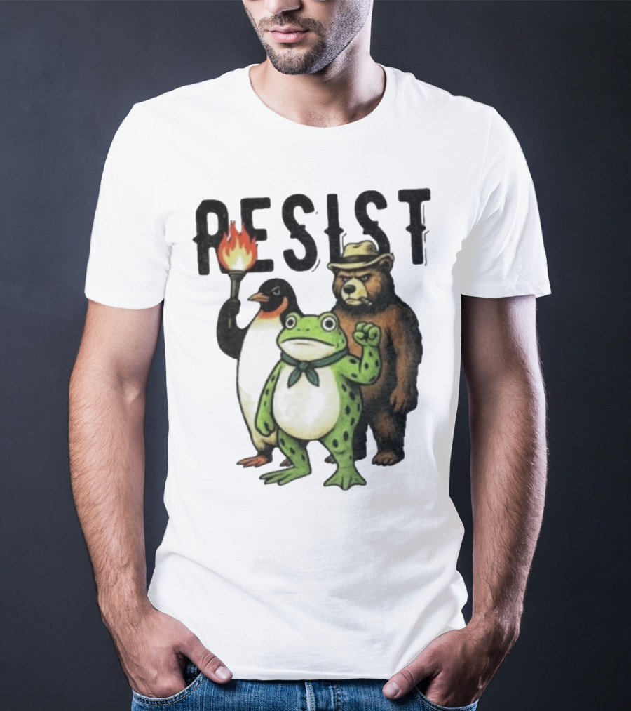 Resist Portland Frog Penguin Bear Abolish Ice T-Shirt
